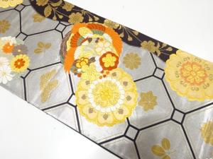 鳳凰に花丸・枝垂れ桜模様織り出し　全通振袖用袋帯